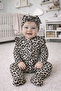 100% Cotton 3-6-9 Months Bandanali Shoulder Ruffle Leopard Printed Piece Jumpsuit Set 2-Piece Set Baby&Child Set - 4