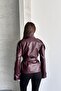 New Season Mock Neck Short Leather Trench Coat - 8