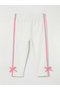 White Girls' Tights with Striped Sides and Bow Detail - 4