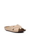 Beige Faux Leather Women's Slippers - 3