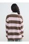 Nevavm Polo Collar Striped Oversize Women's Sweatshirt Tunic with a Difference - 4