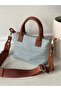 Gray-Tan Straw Women's Mini Letter Model Handbag and Shoulder Bag