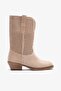 Pera Beige Suede Leather Women's Summer Boots