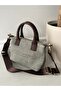 Brown-Grey Straw Women's Mini Letter Model Handbag and Shoulder Bag - 6