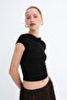 Kayık Yaka Yanı Ruched T-Shirt P0653 - 2