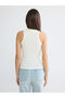 White Halter Neck Ribbed Women's Tank Top - 4