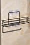 Black Modern Bathroom Shelf Adhesive Shower Organizer Paper Towel Holder - 3