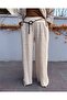 Italian Beli K Belt Elastic Waist K Linen Trousers Stone