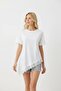 Women's Crew Neck Lace Detail Combed Cotton Blouse 26007 - 3