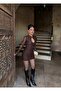 Halter Neck Front Pearl Buttons Drop Decollete E Stretchy Classy Elegant D Lace Guipure Mini Dress - 5