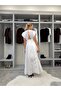 Women's White Waist and Chest Ruched Maxi Dress - 3