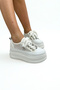 White Sheer Lace Detailed Sneakers Ew2002 - 3