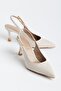 Women's Stiletto Heel U Stiletto Beige Satin Toe Accessories with Stone Decorations