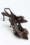 Women's Stiletto Heel U Stiletto Brown Satin Bow