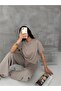 Women's Crew Neck Stone Detailed Pocketed Shiny Double Set - 7