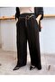 Italian Beli K Belt Elastic Waist K Linen Trousers Black - 4