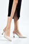 Women's Stiletto Heel U Stiletto Beige Satin Toe Accessories with Stone Decorations - 4