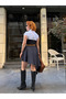 Premium Asymmetric Strapless Dress with Detailed Shirt Denim - 6
