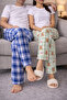 100% Cotton Combed Single Jersey Double Set of 2 Women's and Men's Pajama Bottoms - 6