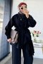 Premium Design Side Bag Ruffled Double Set - Black - 5