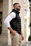 Men's Winter Lined Basic Black Puffer Vest - 5