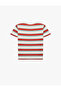 Cotton Short Sleeve Crew Neck Stripe T-Shirt - 4