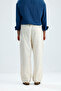 Men's Elastic Waist Baggy Fit Linen Trousers - 5