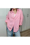 Women's Linen Pink Shirt Summer Oversized Shirt New Season - 3