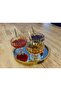 Mirrored Round Tray with Gold Color Metal Frame - Ø20Cm + 3 Glass Display Stands with Legs - 3