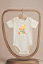 Organic 100% Cotton Pack Cute Bear and Prince Printed Short Sleeve Snap Fastener Baby Bodysuit