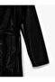 Long Sleeve Pocketed Belt in Faux Leather Trench Coat - 6