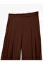 Modal Wide Leg Skirt Trousers with Fabric Pleat Detail - 5