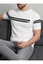 Men's White Striped Crew Neck Slim Fit T-Shirt