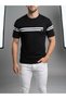 Men's Black Striped Crew Neck Slim Fit T-Shirt - 4