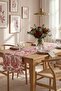 Decorative Ruffled Burgundy Toile Table Runner – Water-Repellent P Cotton Blend 140X45 cm