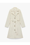 Long Sleeve Pocketed Belt in Faux Leather Trench Coat - 2