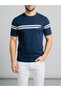 Men's Navy Blue Striped Crew Neck Slim Fit T-Shirt - 2