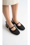 Women's Heeled Lace-Looking Ankle-Strapped Daily Summer Ballerinas with Middle Straps - 4