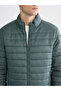 Green Standard Fit Stand Collar Men's Puffer Jacket - 3