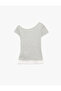 Slim Fit Contrast Detailed Short Sleeve Boat Neck T-Shirt - 5