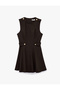 Slim Fit Brown Women's Dress with Metal Accessories 6Sak80238Uw - 3