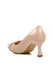 Beige Wrinkled Women's Heeled Stiletto Shoes - 4