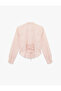 Slim Fit Long Sleeve Classic Collar Buttoned Shirt with Lace-Up Detail on the Back Poplin - 4