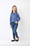 Waist Drawstring Detail Glittery Blouse - Long Sleeve - Blue - 4-5 Years - 2