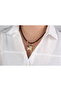 Leather Threaded Serrated Plate Star Figure Gold Color Necklace - 4
