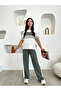 Women's Modal Fabric Crew Neck Relaxed Fit Interlaced Sweatpants Set - 4
