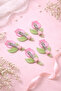 Pink Color Pen Buckle with Knitted Tulip Figure - 3