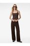 Normal Waist Cotton Buttons Pocketed Trocley Buttons Wide-Leg Pants - Loose Straight Fit Jeans