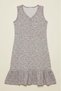 Comfortable Fit Cotton Piece Gray Pink Floral Print Zero Sleeve V-Neck Ruffle Midi Length Summer Women's Dress - 6