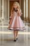 Girl's Square Collar Embossed Daisy Patterned Skirt with Ruffles Spanish Sleeve Pink Dress - 2
